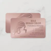 Beauty Salon Stylist Metallic Rose Gold Template Business Card