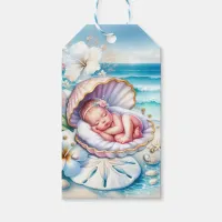 Baby Girl in a Seashell Baby Shower  Gift Tags