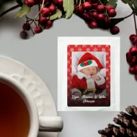 Santa Baby Custom Your Photo Snowflakes with Red Tea Bag Drink Mix