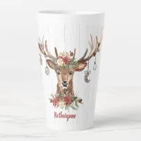 Cute Christmas Reindeer Ornaments | Rustic Wood Latte Mug
