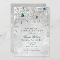 silver aqua Winter Bridal Shower Invite