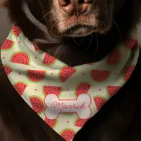 Pink Summer Watermelon Pattern Personalized Dog Bandana