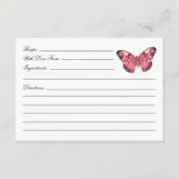 Lifetime of Butterflies Bridal Shower Recipe Enclosure Card