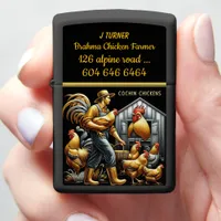 Cochin Farmer Caring for Chickens at Dusk Zippo Lighter