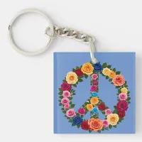 Rose Peace Symbol Keychain