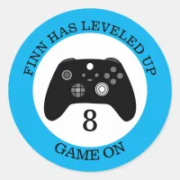 Personalized Level Up Gaming Themed Birthday Classic Round Sticker