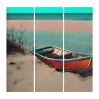 Stranded Boat on a Sandy Beach | AI Generated Art