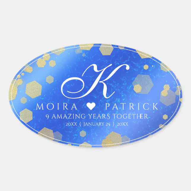 Elegant 9th Lapis Lazuli Wedding Anniversary Oval Sticker