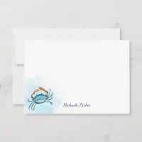 Blue Crab Watercolor Ocean Personalized Note Card