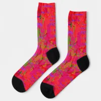 Splatter Art Red Purple Green Gold Abstract Art Socks