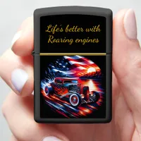 Classic hot rod racing along a sunset river zippo lighter