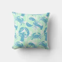 Nautical Lobster and Crab Striped Pattern Throw Pillow