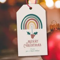 Boho Christmas Rainbow and Holly Gift Tags