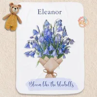 Pretty Blue Flower Blooms Floral Bluebells Custom Baby Blanket