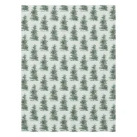 Classic Green Watercolor Pine Tree Tablecloth