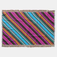 Thin Colorful Diagonal Stripes - 2 Throw Blanket
