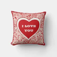 Red And White I Love You Will You Marry Me Throw Pillow