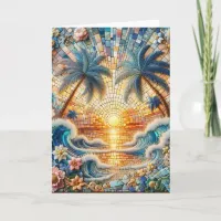 Magical Mosaic Tropical Ocean Sunset Card