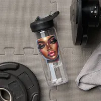 Afro Queen Art Fashion Melanin Chic Custom Water Bottle