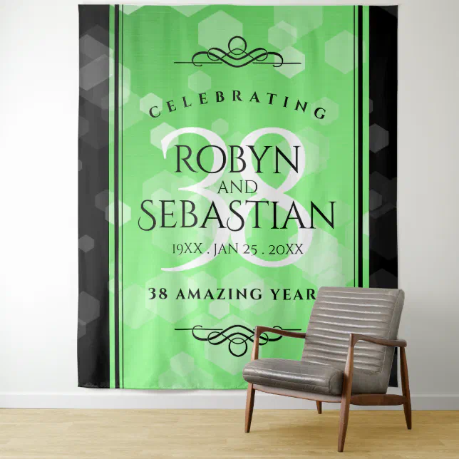 Elegant 38th Emerald Wedding Anniversary Tapestry