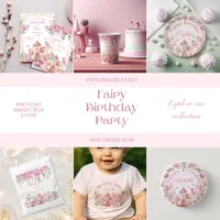 Tea Party Fairy Girl Blush Pink Flowers Birthday