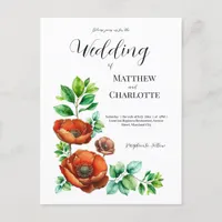 Sublime Watercolor Red Poppies in Vintage Style Announcement Postcard