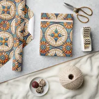 Geometric Moroccan Tile Pattern#2 Teal Gold ID1077 Wrapping Paper