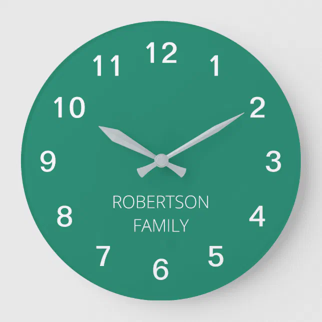 Personalized Minimalist Emerald Green Wall Clock