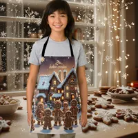 Gingerbread house and cute gingerbread family  apron