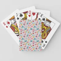 Crayon Pastel Heart & Flowers Poker Cards