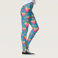 Multicolored Watercolor Hearts Leggings