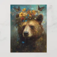 A Bear with a floral crown Postcard