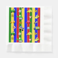 Trucks, Tractors, Cars and Traffic Signs Birthday Napkins