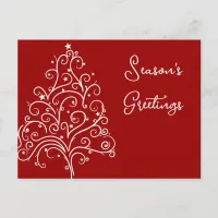 Christmas Tree on Red Business Seasons Greetings Postcard