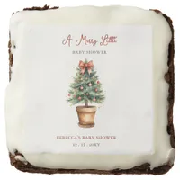 Red Bow Christmas Tree Merry Little Baby Shower Brownie