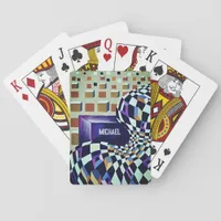 Minimalism 3-d effect with optical illusion poker cards