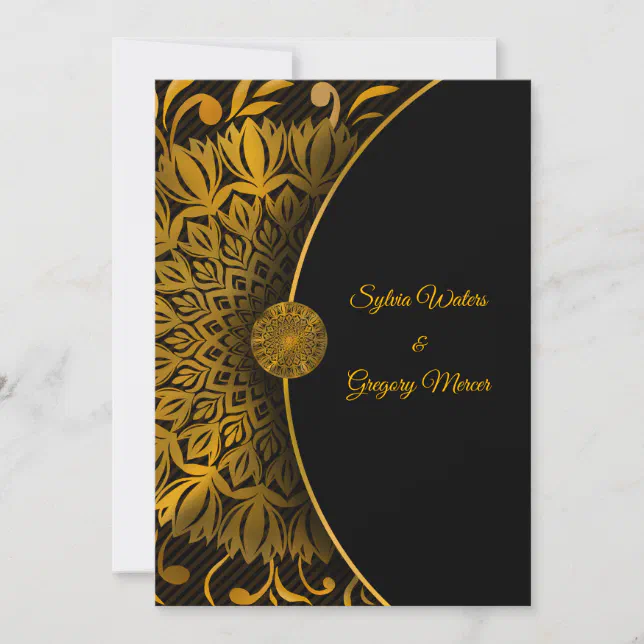 Traditional mandala classic elegant luxury wedding invitation