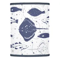 Trawler Fish Blue White Coastal Pattern Lamp Shade