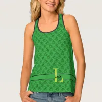 Green Hearts Monogram & Name Custom Tank Top