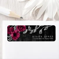 Gothic Floral Wedding Burgundy ID866 Label