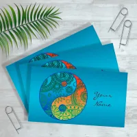 Patterned Yin Yang Orange and Blue ID325 Business Card