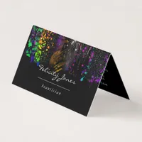 Black and Neon Brush Strokes Business Card