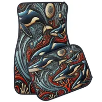 Dynamic Depths: Whales in Harmony Car Floor Mat