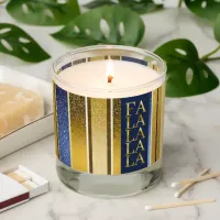 Blue Gold Christmas Fa La La Pattern#27 ID1009 Scented Candle