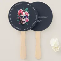 FLORAL SKULL Family Name Halloween Party  Hand Fan