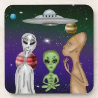 A Grey, Little Green, Anunnaki Alien Drawing Beverage Coaster