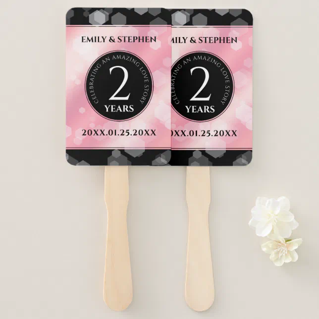 Elegant 2nd Rose Quartz Wedding Anniversary Hand Fan