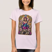 Elegant Woman Holding Kitten With Surrounding Cats T-Shirt