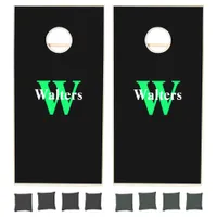 Personalized Black and Lime Green  Cornhole Set