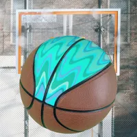 Modern zigzag pattern - waves in turquoise basketball